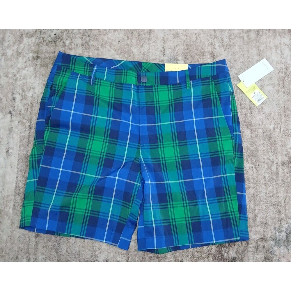 Men's Golf Shorts Blue Green Plaid All In Motion Size 38 NWT